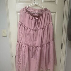 Chic Pink Tiered Maxi Skirt